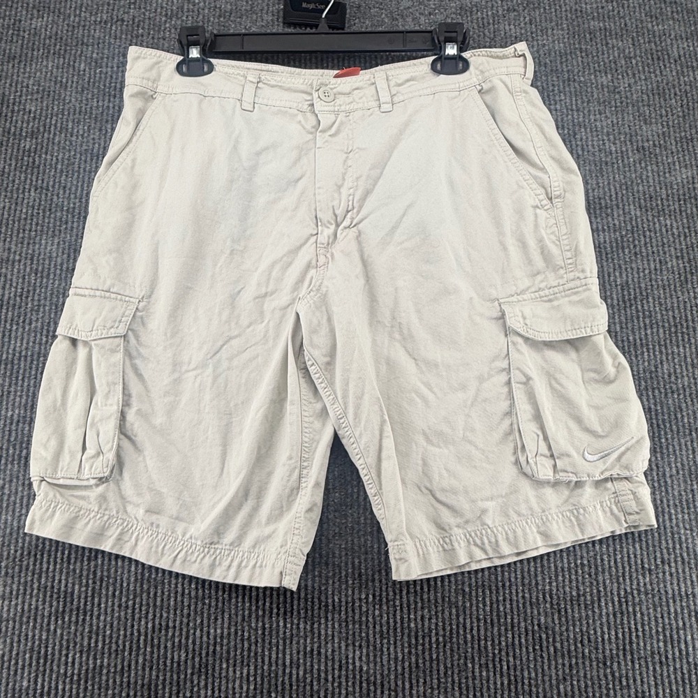 Nike Cargo Shorts Mens 36 Khaki Tan Excellent The Athletic Dept Cotton Twill